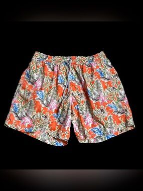 Vilebrequin Swim Trunks Mens XXL 2XL Orange Moorea Hawaii Coral Reef Print